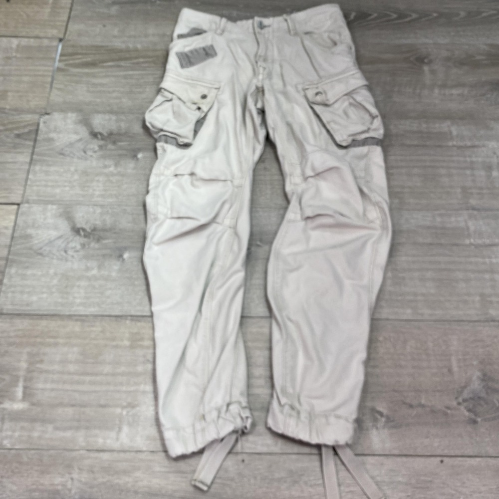 G-Star Raw Pants Mens 28x30 Beige Rovic 3D Cargo Relaxed Tapered Paratrooper